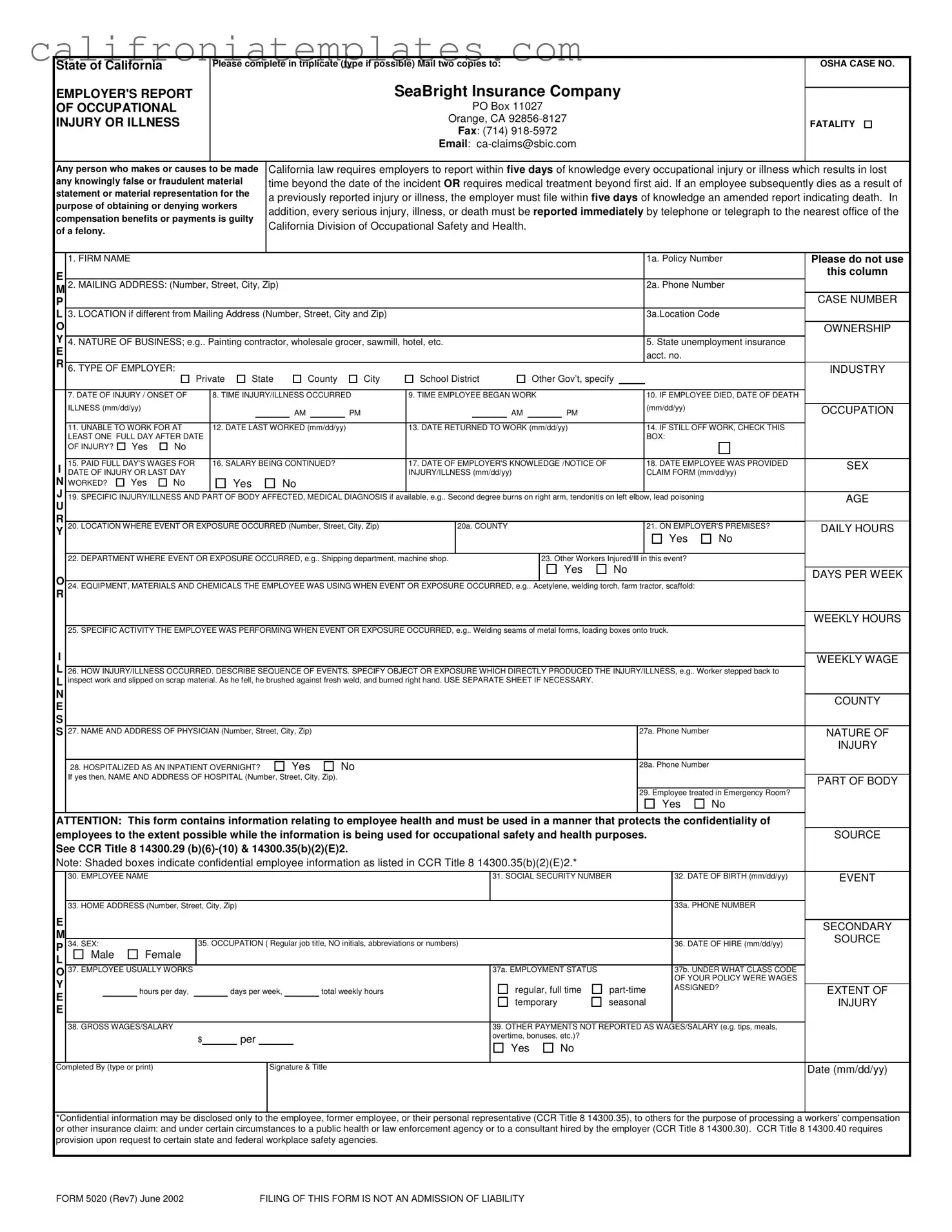 Fill Out a Valid 5020 California Template