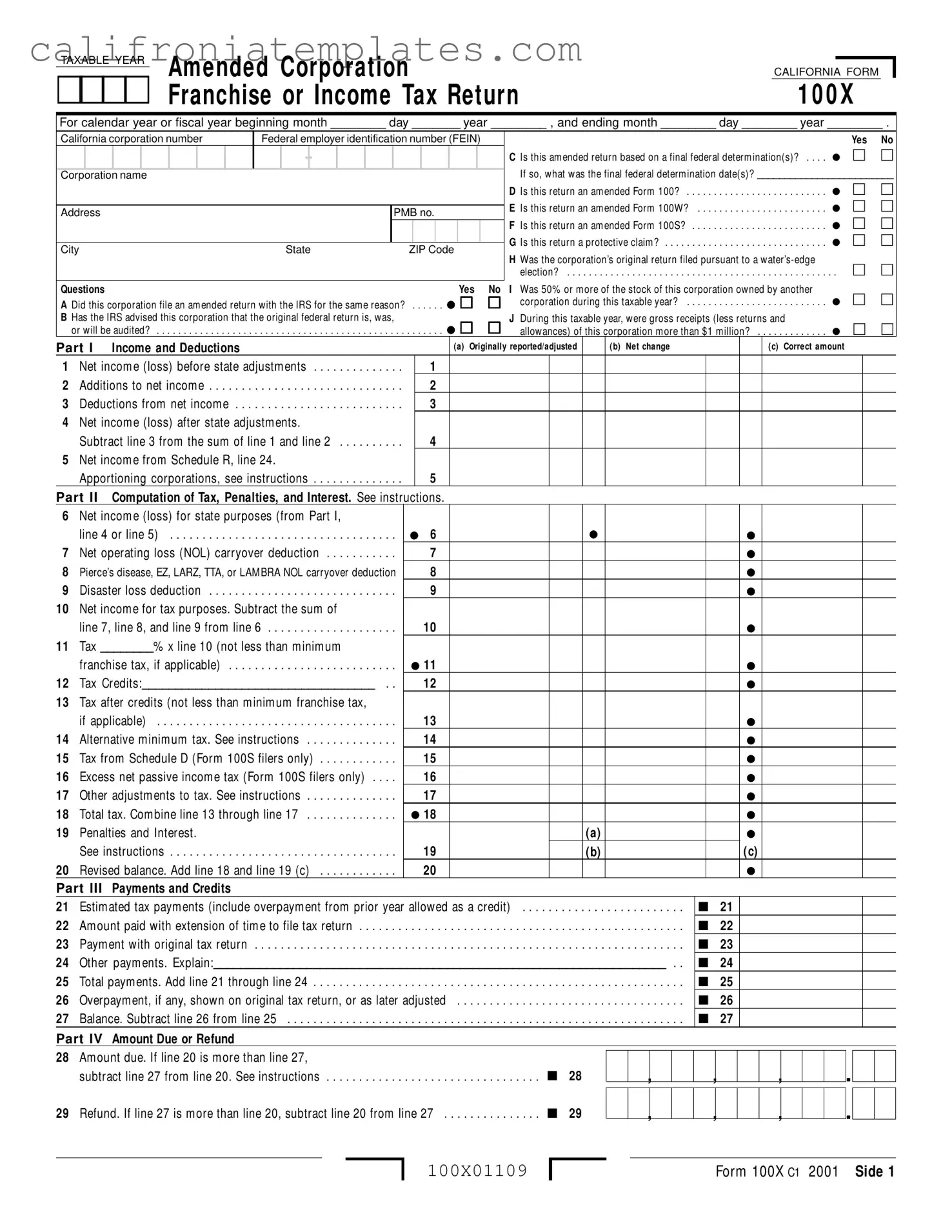 Fill Out a Valid California 100X Template