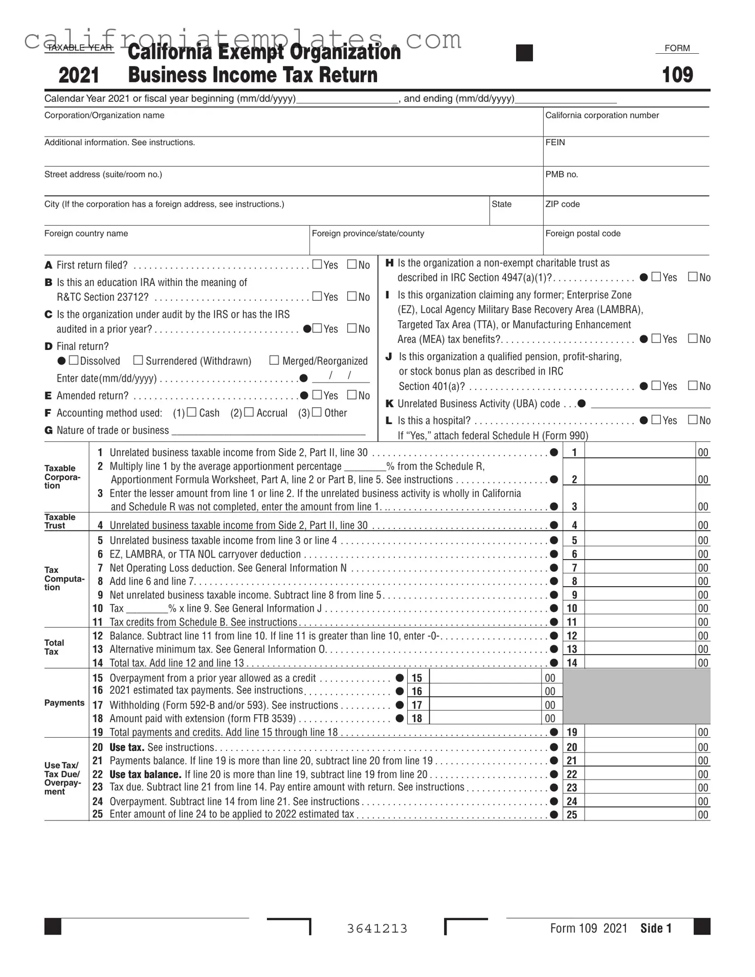 Fill Out a Valid California 109 Template