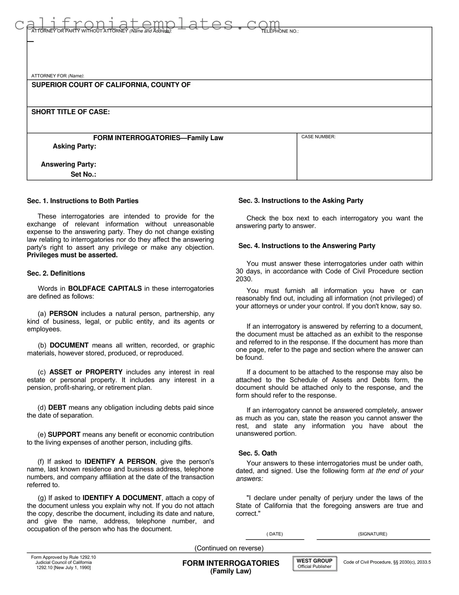 Fill Out a Valid California 1292 10 Template