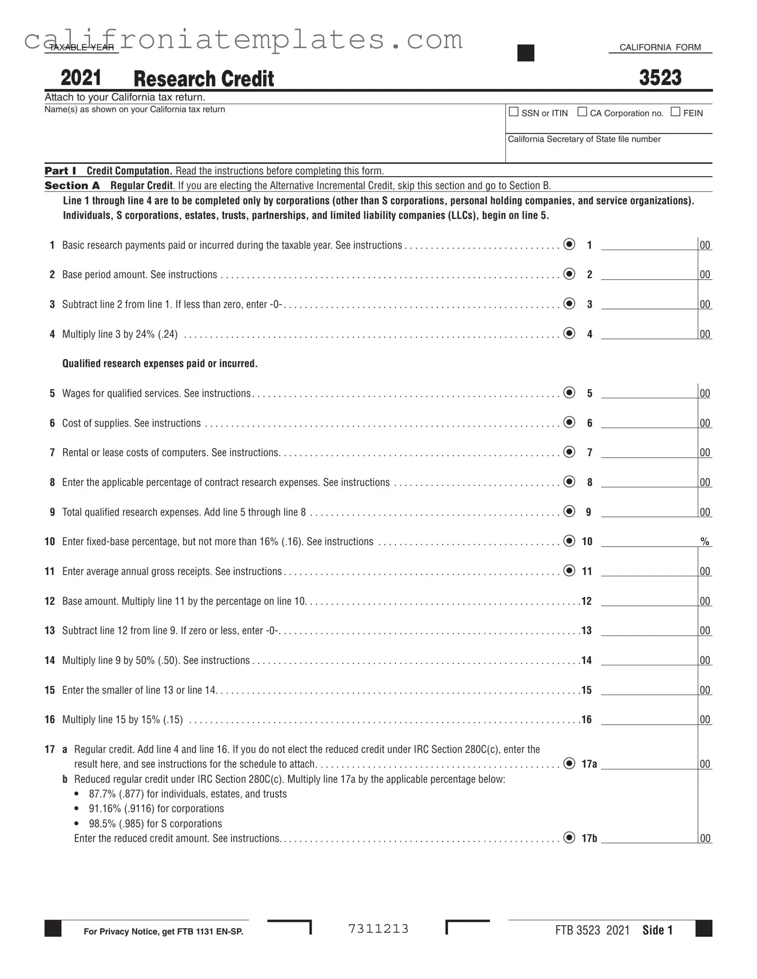 Fill Out a Valid California 3523 Template