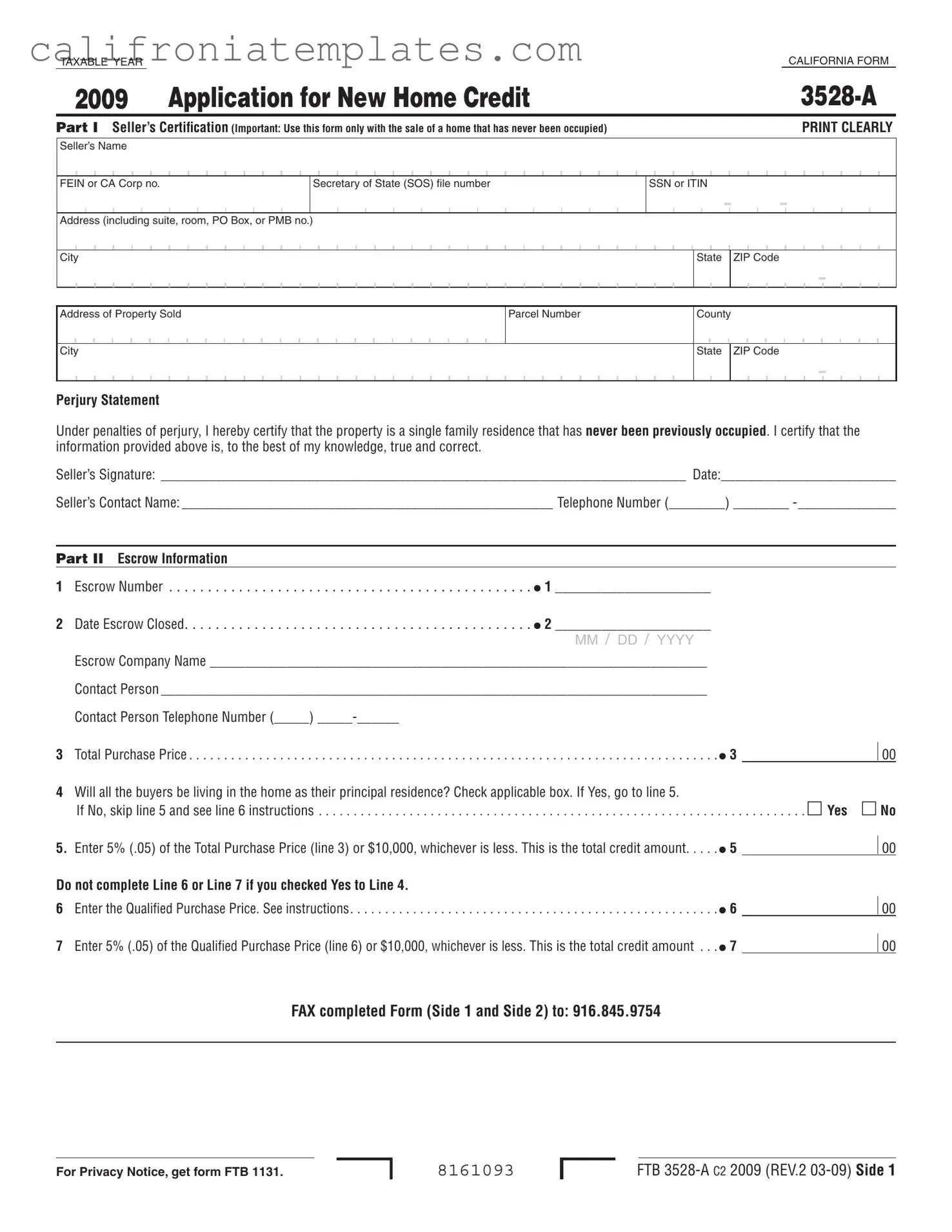 Fill Out a Valid California 3528 A Template
