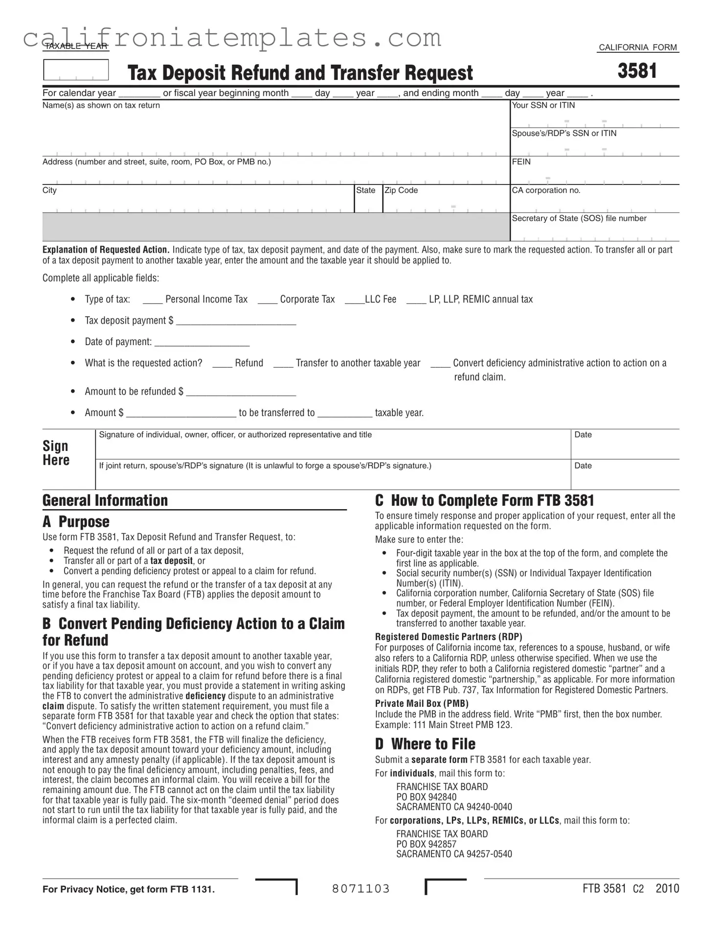 Fill Out a Valid California 3581 Template