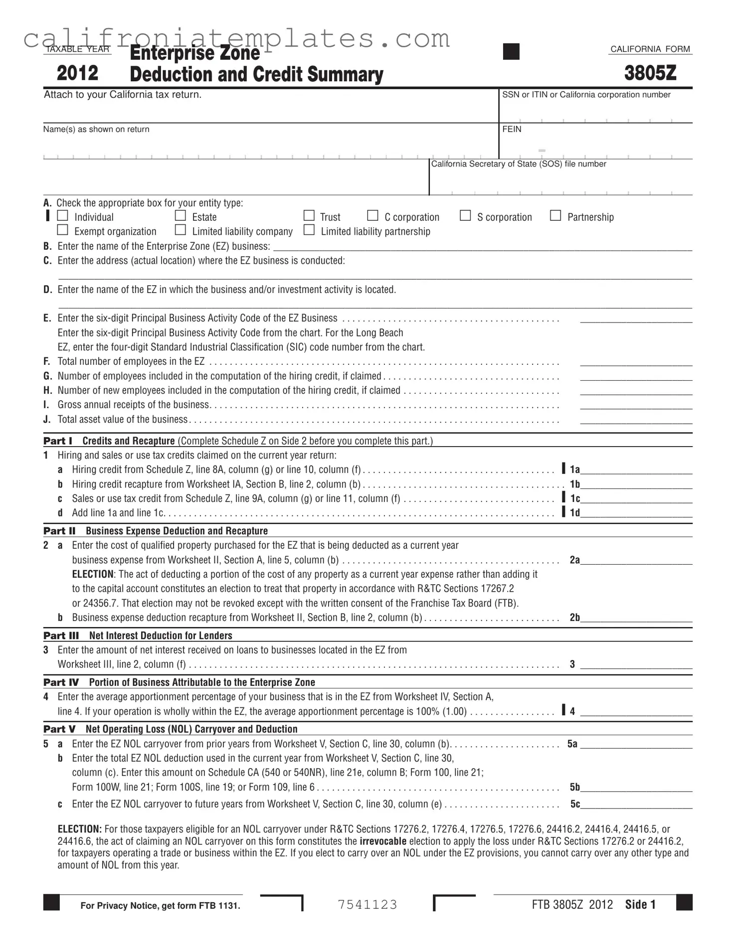 Fill Out a Valid California 3805Z Template