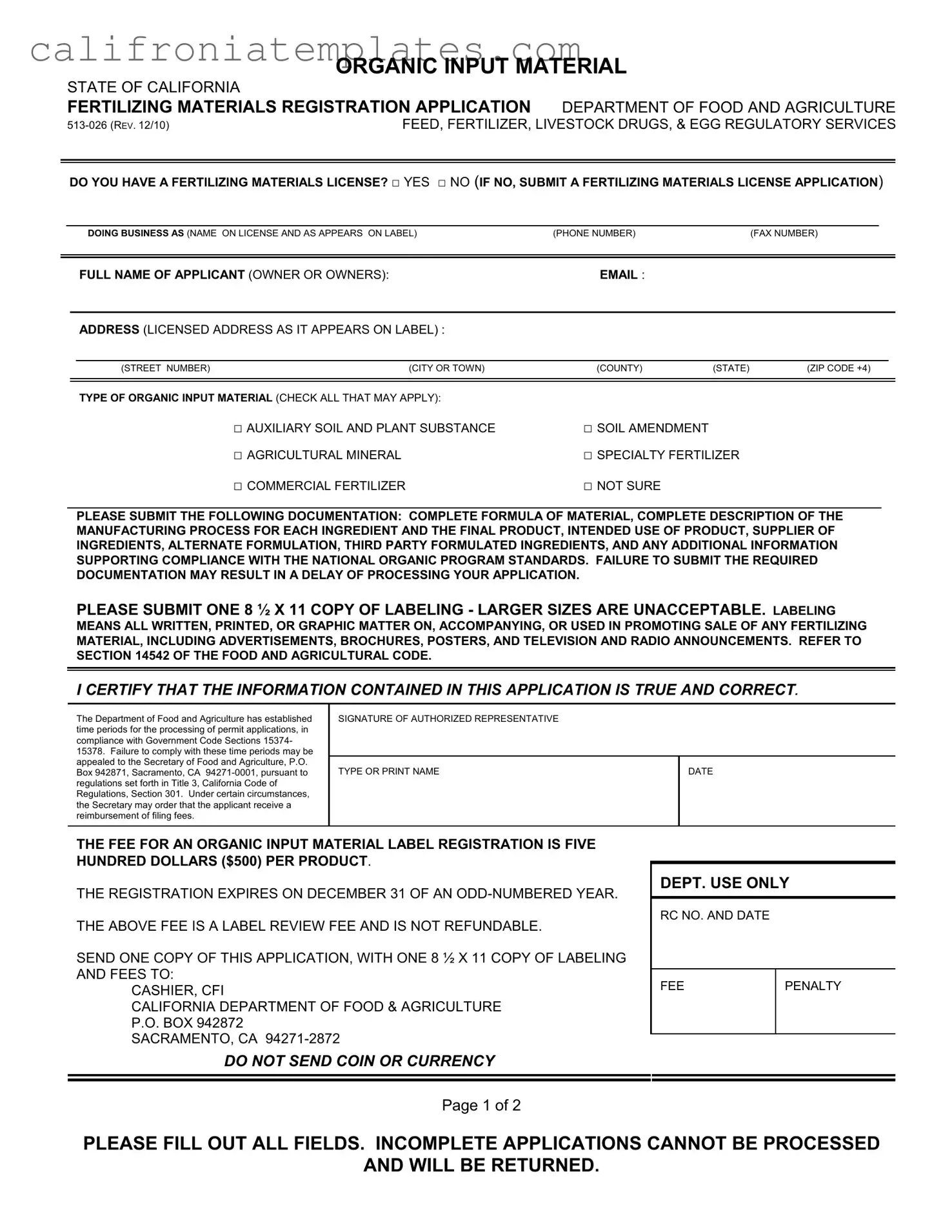 Fill Out a Valid California 513 026 Template