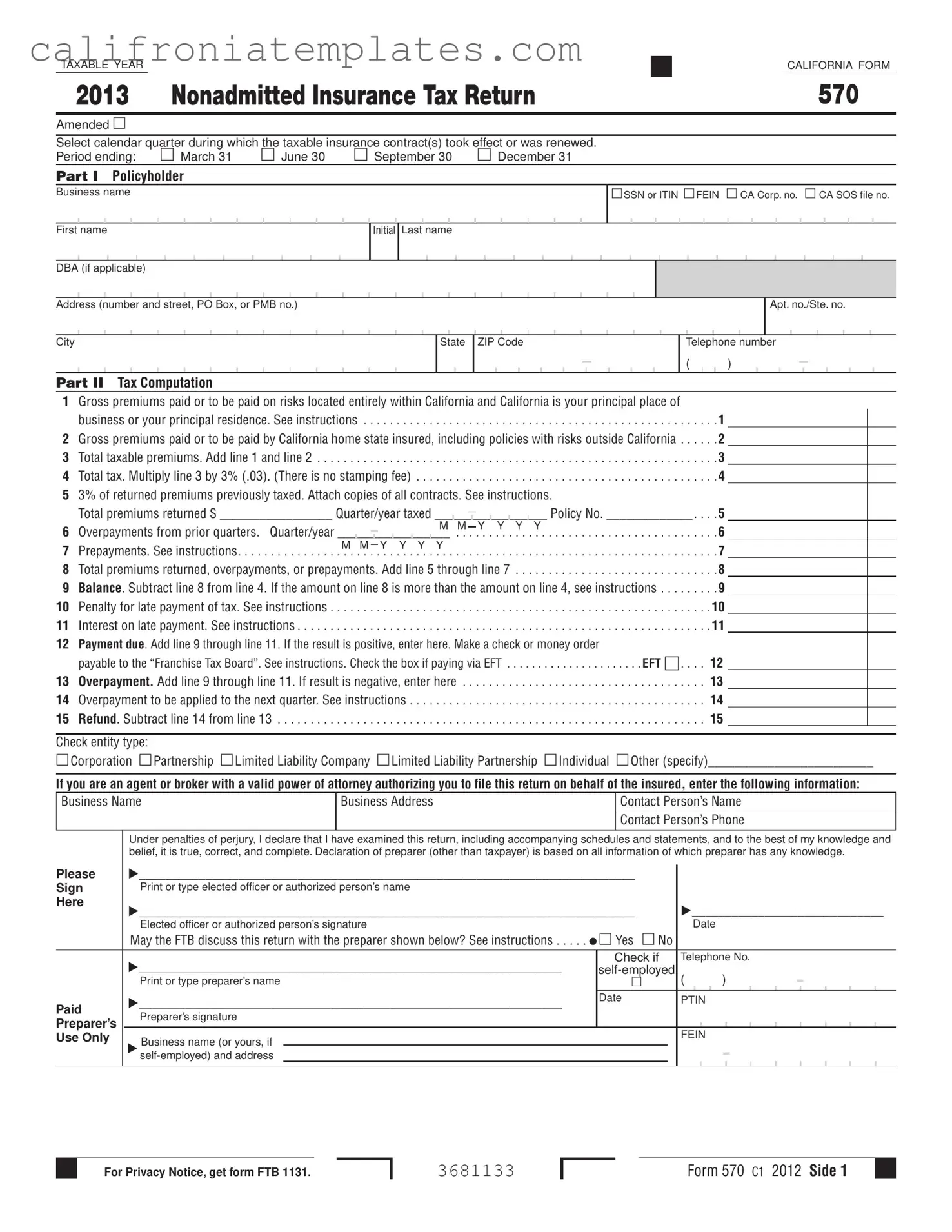 Fill Out a Valid California 570 Template