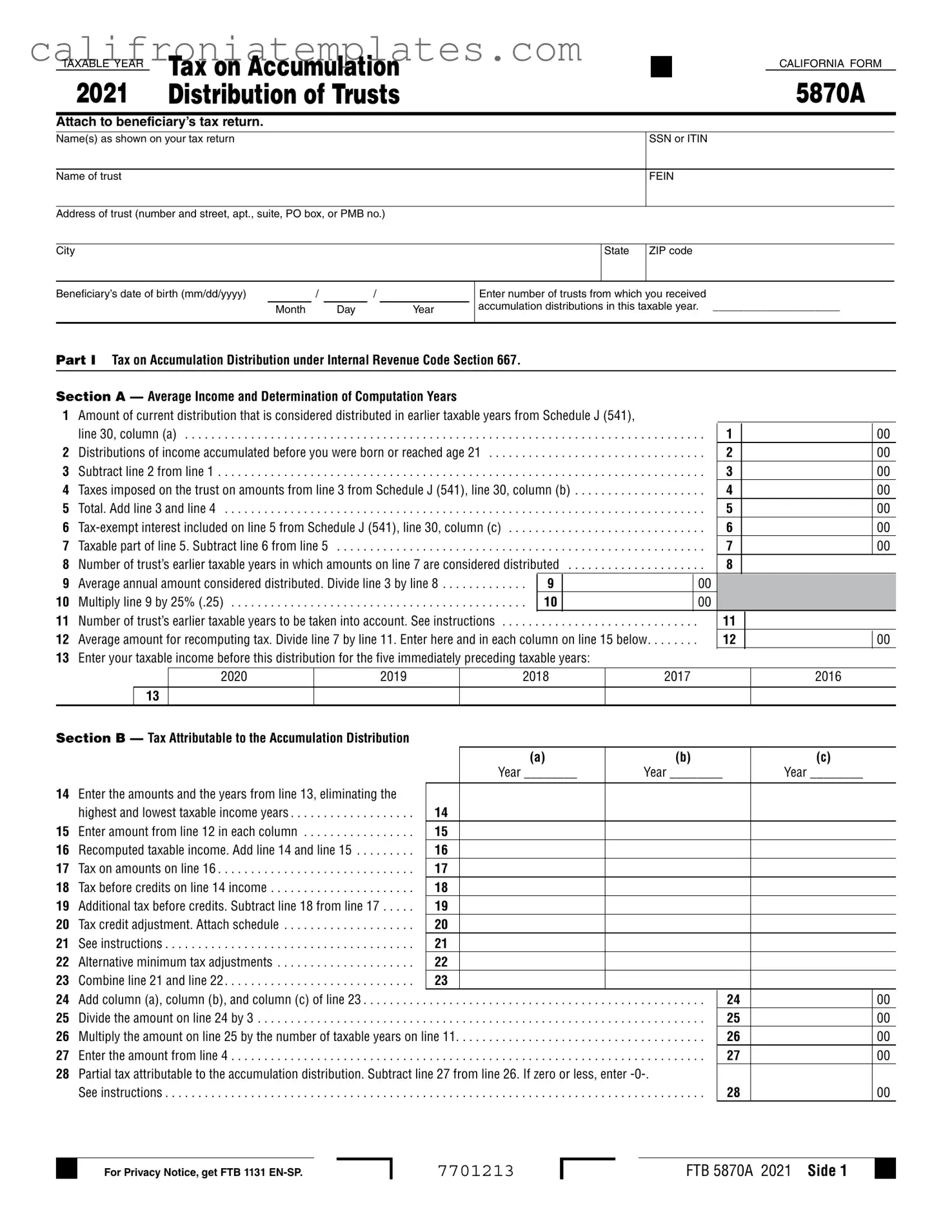 Fill Out a Valid California 5870A Template