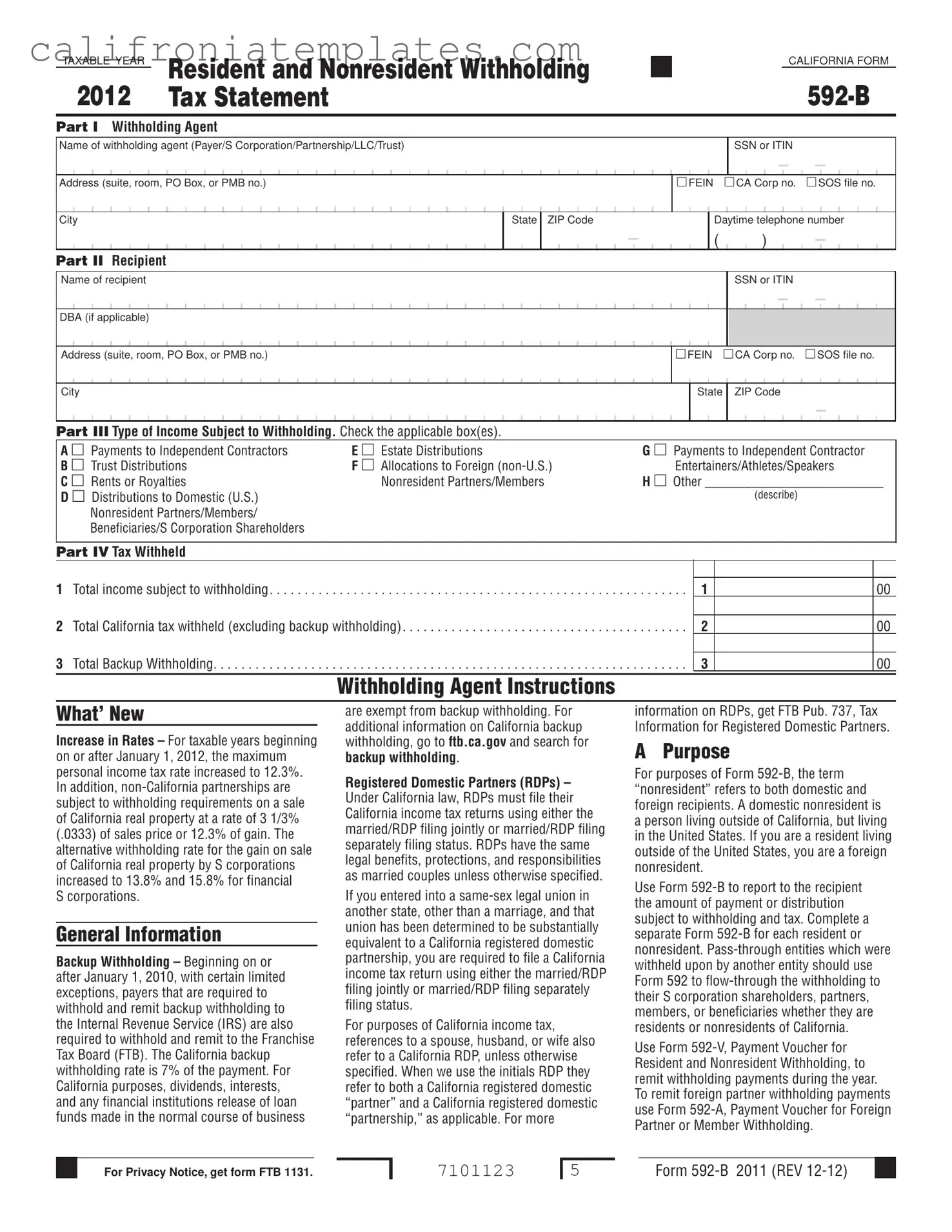 Fill Out a Valid California 592 B Template
