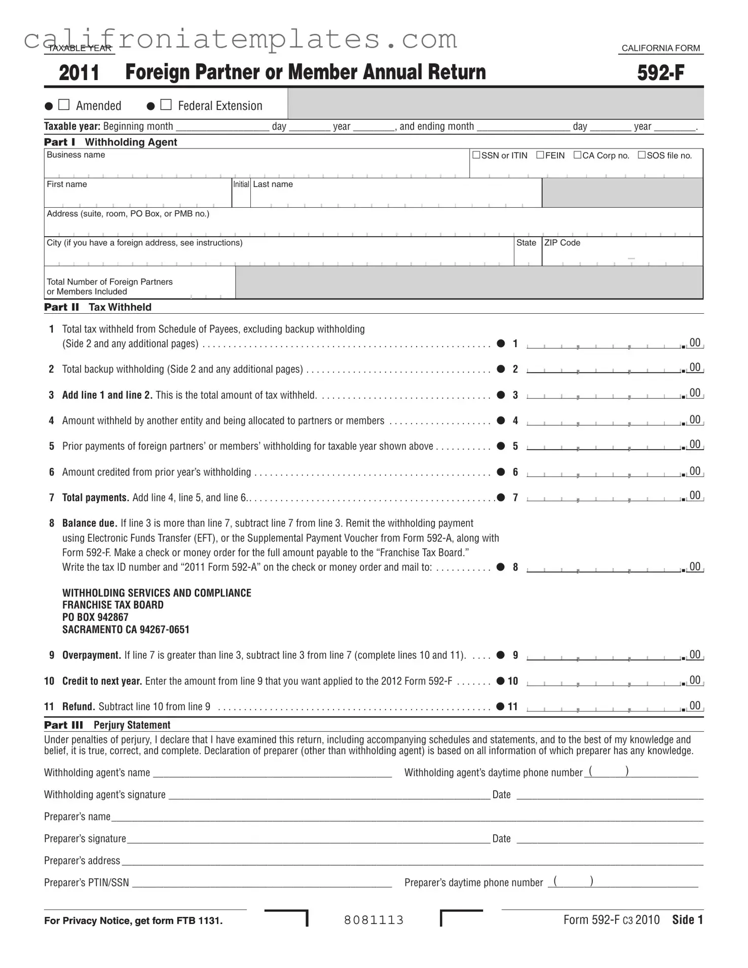 Fill Out a Valid California 592 F Template