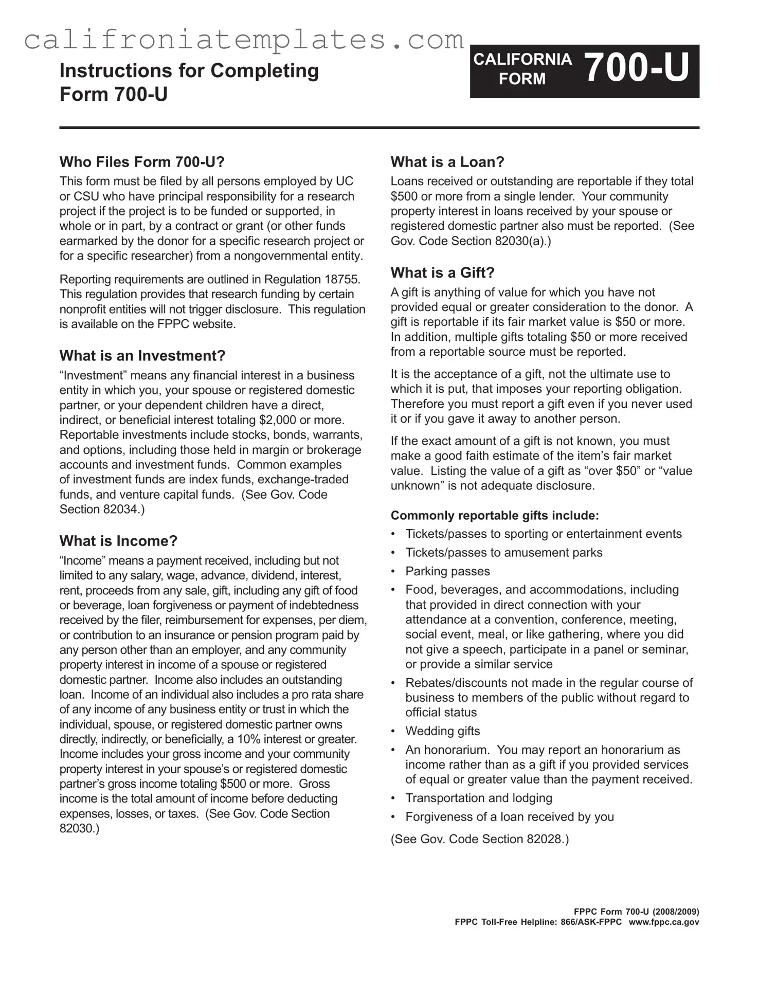 Fill Out a Valid California 700 U Template