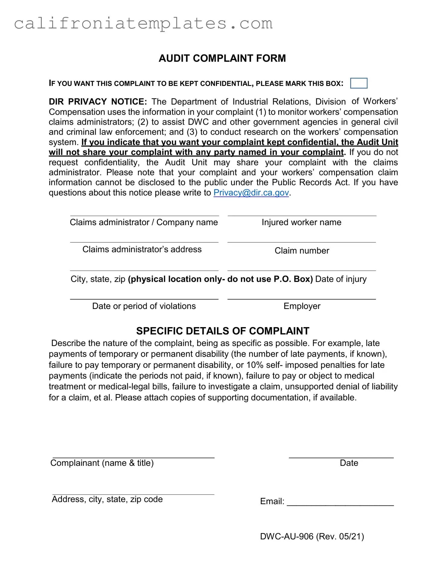 Fill Out a Valid California Audit Template