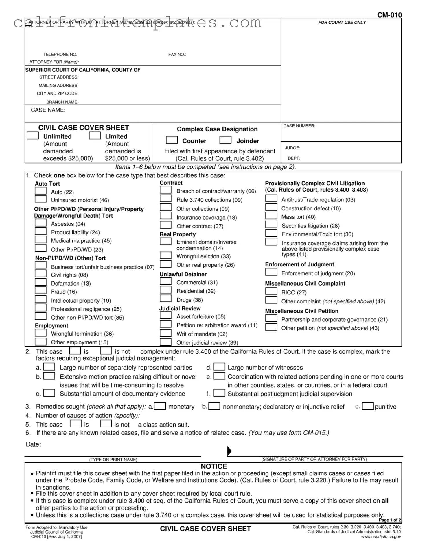 Fill Out a Valid California Civil Template