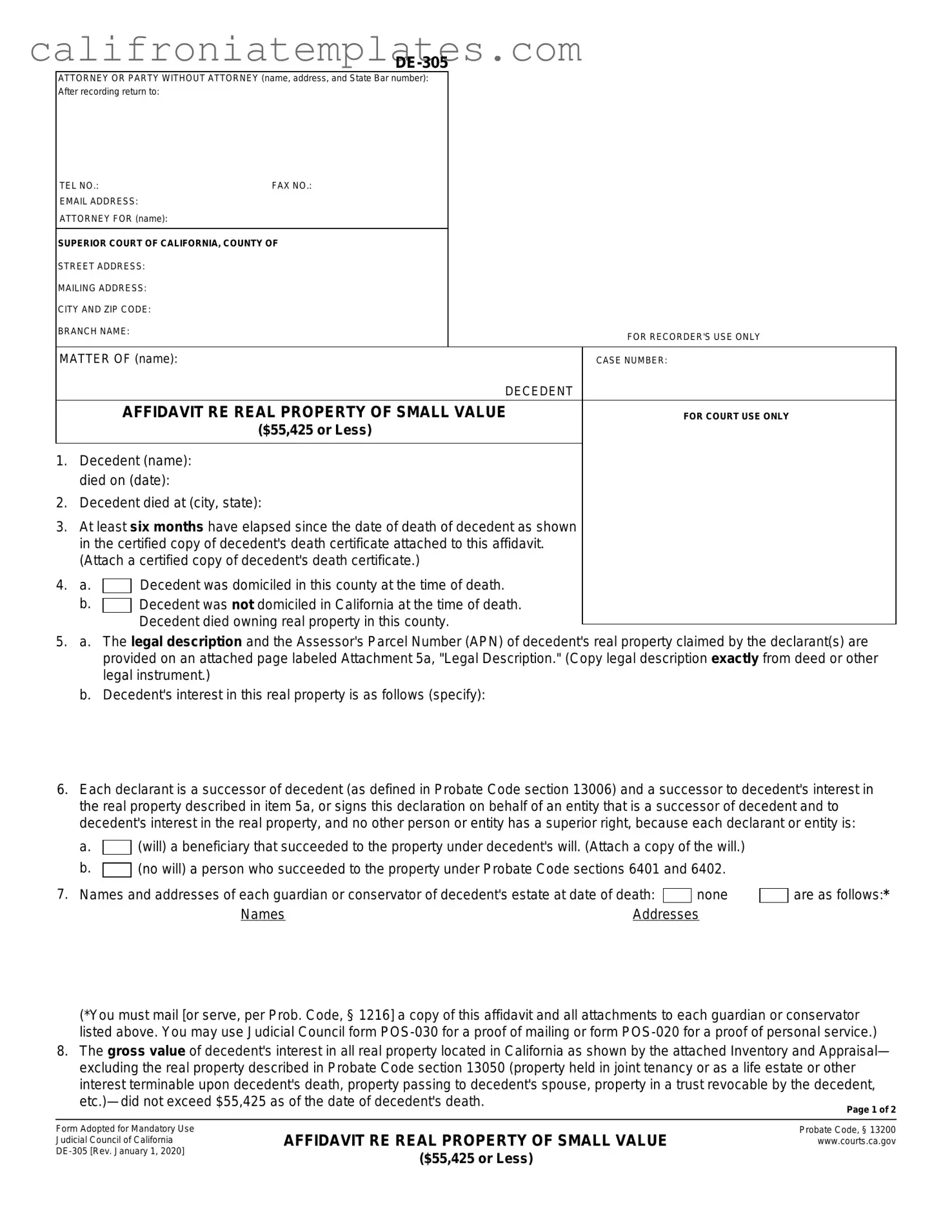 Fill Out a Valid California De 305 Template