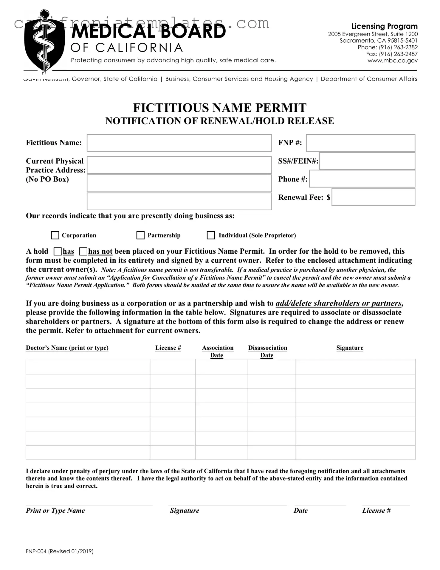 Fill Out a Valid California Fnp 004 Template