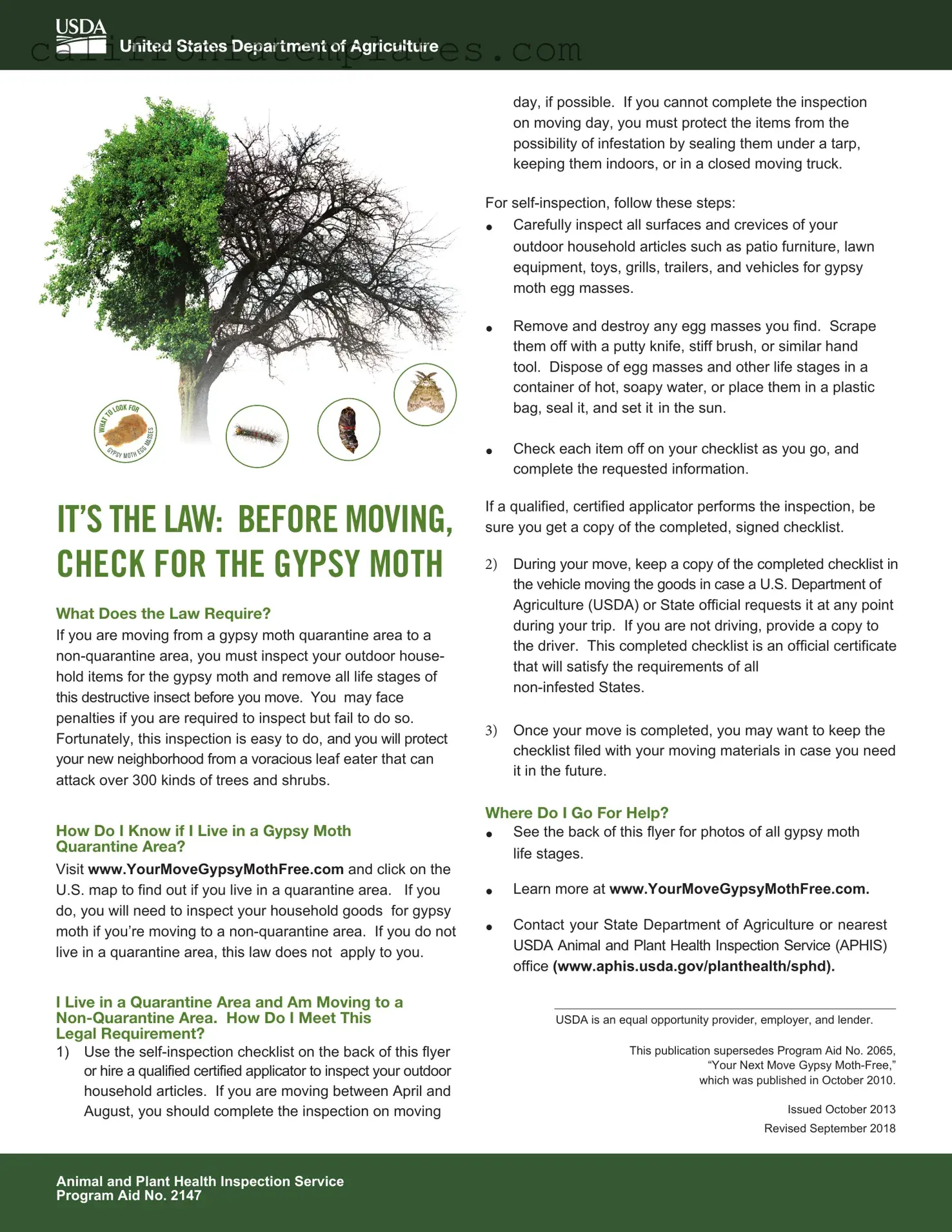 Fill Out a Valid California Gypsy Moth Checklist Template