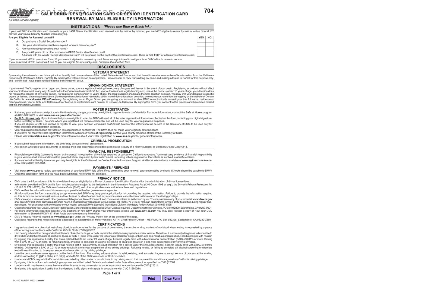 Fill Out a Valid California Id Card Template