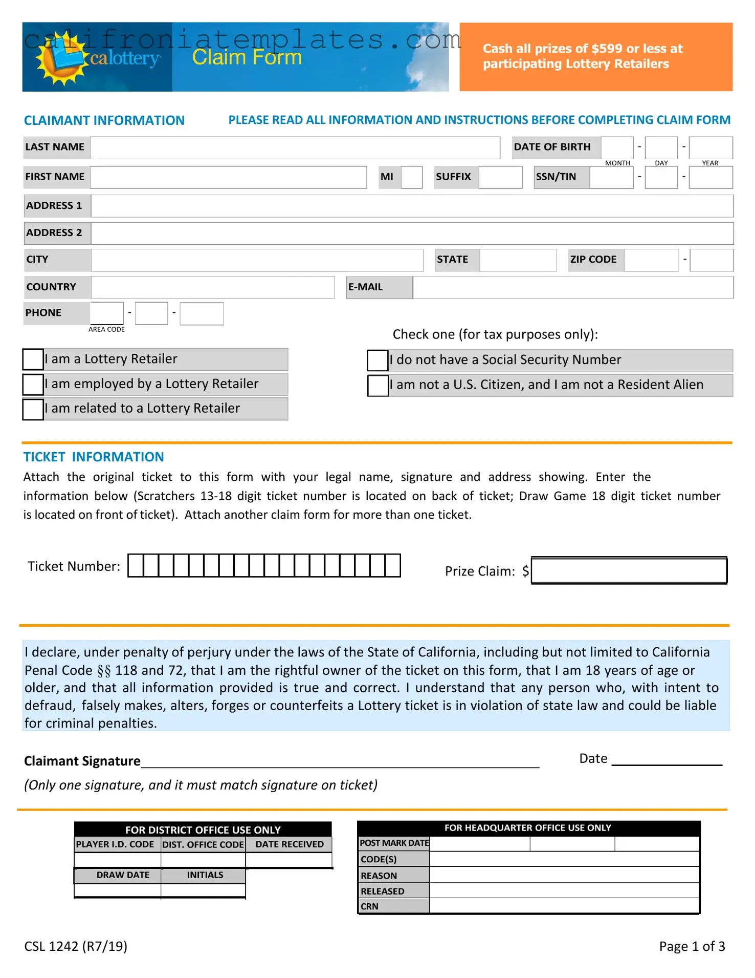 Fill Out a Valid California Scratchers Template