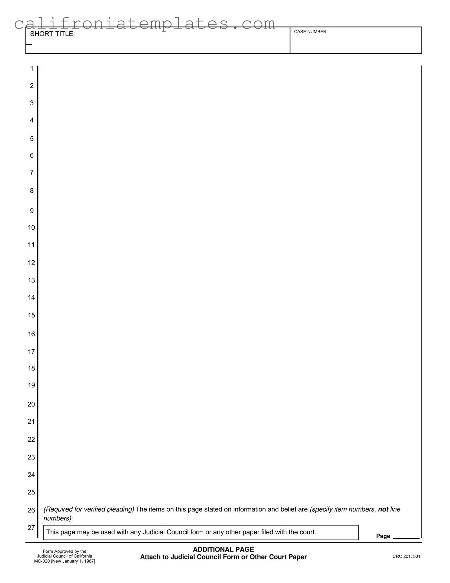 Fill Out a Valid California Judicial Council Template