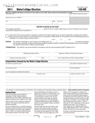 Fill Out a Valid California 100 We Template