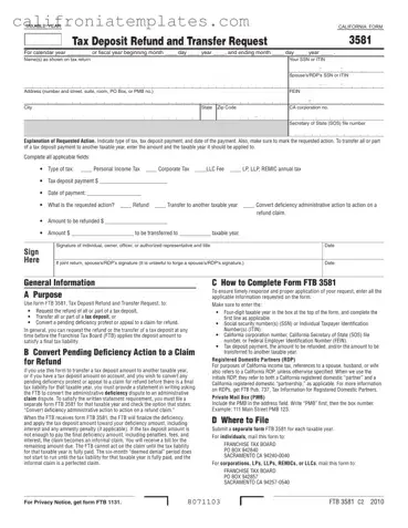 Fill Out a Valid California 3581 Template