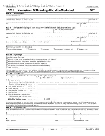 Fill Out a Valid California 587 Template