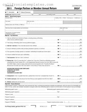 Fill Out a Valid California 592 F Template