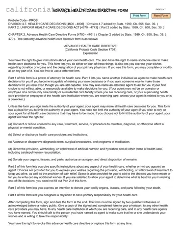 Fill Out a Valid California Advanced Health Care Directive Template