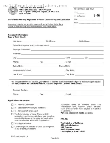Fill Out a Valid California Application Registered In Counsel Template