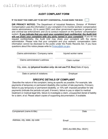 Fill Out a Valid California Audit Template