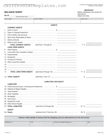 Fill Out a Valid California Balance Sheet Template