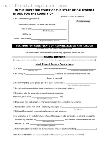 Fill Out a Valid California Certificate Rehabilitation Template