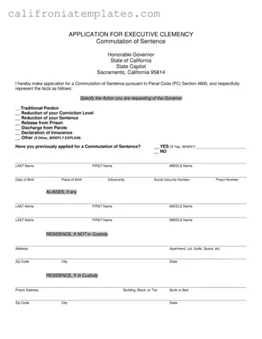 Fill Out a Valid California Executive Clemency Template