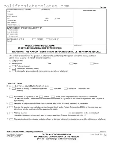 Fill Out a Valid California Gc 240 Template
