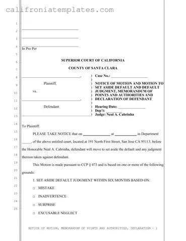 Fill Out a Valid California Motion Set Aside Template