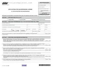 Fill Out a Valid California Vehicle Salesperson License Template